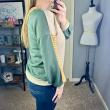 Load image into Gallery viewer, Taupe/olive color block striped hoodie