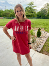 Load image into Gallery viewer, Red mineral wash graphic dress