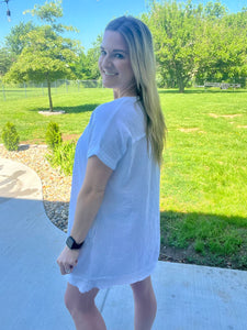 Gauze raw hem dress