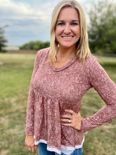 Load image into Gallery viewer, Burgundy ditsy floral babydoll top