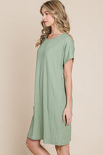 Load image into Gallery viewer, BOMBOM Ribbed Round Neck Short Sleeve Dress