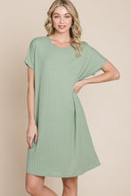 Load image into Gallery viewer, BOMBOM Ribbed Round Neck Short Sleeve Dress