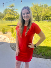 Load image into Gallery viewer, Basic round neck dress - ruby