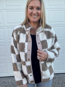 Checkered sherpa jacket