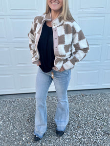 Checkered sherpa jacket