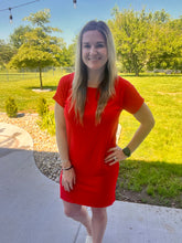 Load image into Gallery viewer, Basic round neck dress - ruby