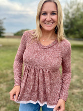 Load image into Gallery viewer, Burgundy ditsy floral babydoll top