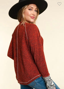 PLUS Rust raglan knit top