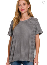 Load image into Gallery viewer, Ash grey ribbed dolman top