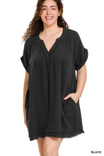 Load image into Gallery viewer, PLUS Gauze raw hem dress