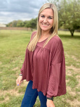 Load image into Gallery viewer, Wine baby doll top