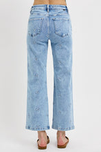 Load image into Gallery viewer, Risen High Rise Crop Wide Embroidered Jeans