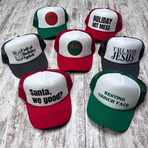Holiday trucker hats