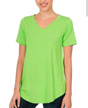 Load image into Gallery viewer, Lime/ivory striped tee