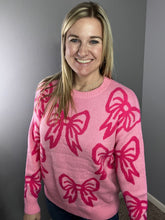 Load image into Gallery viewer, Bow print loose fit sweater