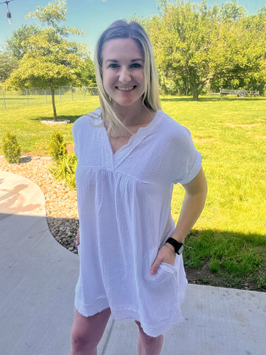 Gauze raw hem dress