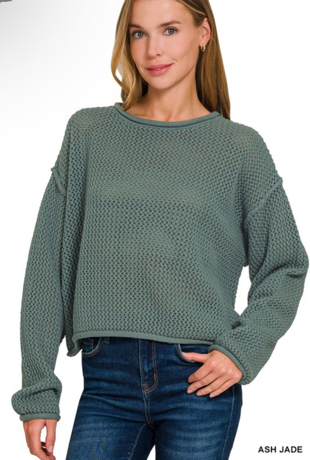 Textured knit sweater - Ash Jade
