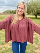 Load image into Gallery viewer, PLUS Wine baby doll top