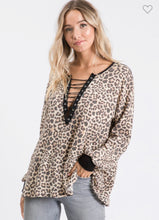 Load image into Gallery viewer, Lace up leopard tunic