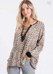 Lace up leopard tunic