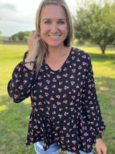 Load image into Gallery viewer, Vneck floral baby doll blouse