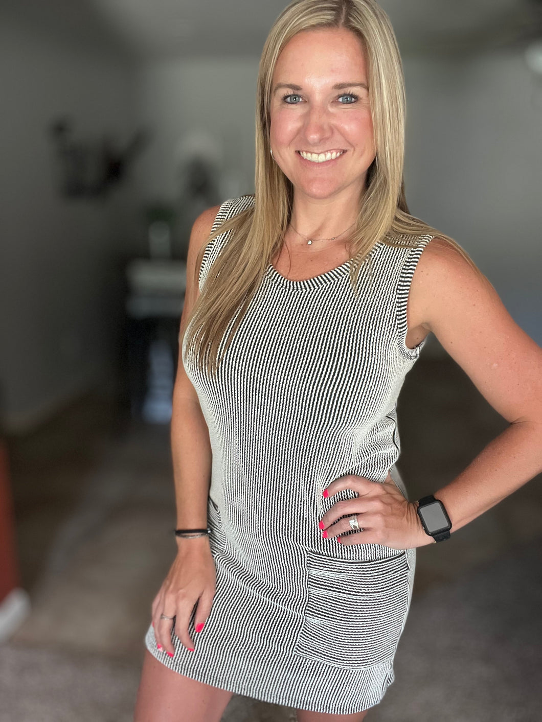 Ribbed knit tank dress