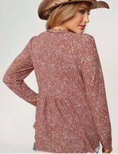 Load image into Gallery viewer, Burgundy ditsy floral babydoll top