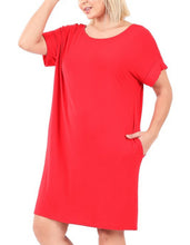 Load image into Gallery viewer, Basic round neck dress - ruby