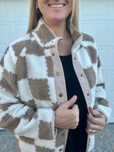 Checkered sherpa jacket