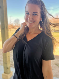Black vneck basic dress