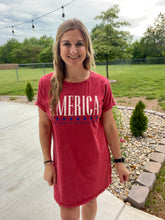 Load image into Gallery viewer, Red mineral wash graphic dress