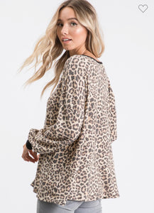 Lace up leopard tunic