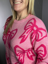 Load image into Gallery viewer, Bow print loose fit sweater