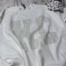 Load image into Gallery viewer, Football white spangle sweatshirt