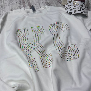 Football white spangle sweatshirt