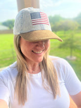 Load image into Gallery viewer, Denim embroidered flag baseball hat