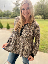 Load image into Gallery viewer, Lace up leopard tunic