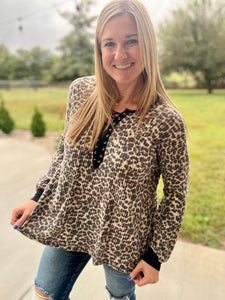 Lace up leopard tunic