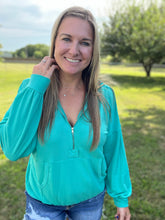 Load image into Gallery viewer, Mint half zip pullover