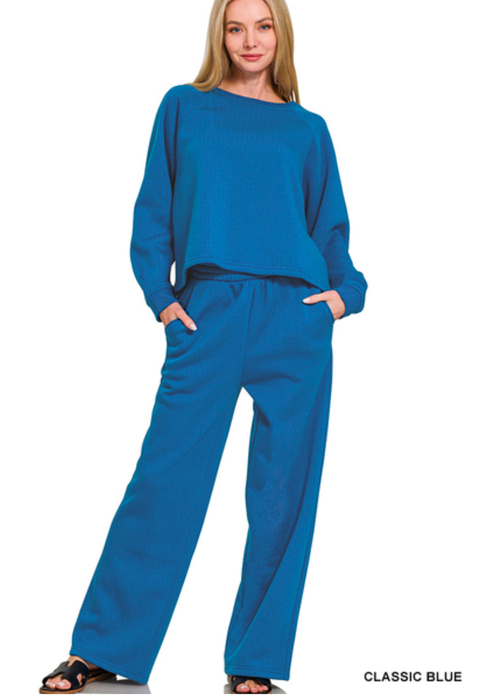 Fleeve pullover and pants set - CLASSIC BLUE