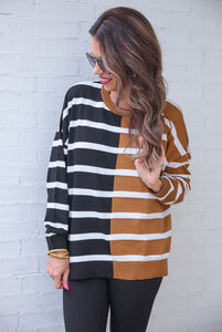 Tan/Black Parker striped sweater
