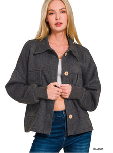 Fleece cropped shacket