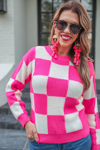Pink Paisley checkered sweater