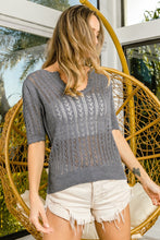 Load image into Gallery viewer, BiBi Eyelet Puff Sleeve Knit Top