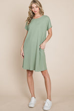 Load image into Gallery viewer, BOMBOM Ribbed Round Neck Short Sleeve Dress