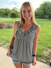 Load image into Gallery viewer, PLUS Ivory/black striped baby doll tank