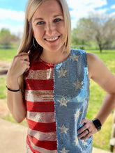 Load image into Gallery viewer, Amerian flag sequin tank