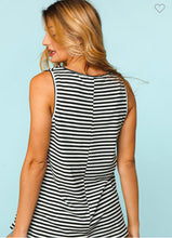 Load image into Gallery viewer, Ivory/black striped baby doll tank