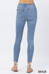 CURVY Judy Blue Tummy control distressed skinny