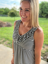 Load image into Gallery viewer, Ivory/black striped baby doll tank
